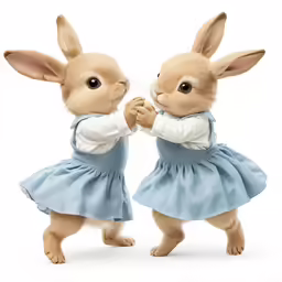 two little bunnies are fighting for each other