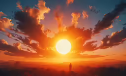 a person standing on a hill during the sunset