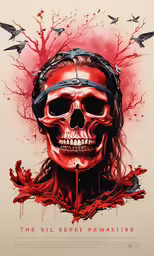 a painting of a skull with chains on its head