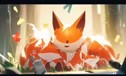 this is a picture of a fox with its tail extended