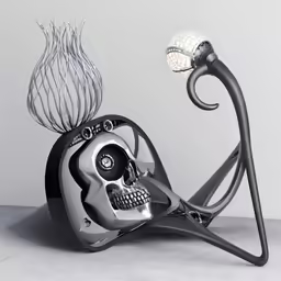 a skull on top of a motorcycle engine