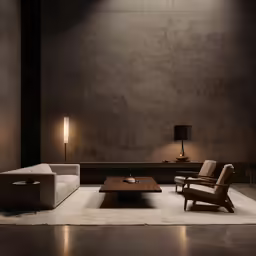 an old style living room with two modern sofas and a lamp