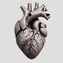 an image of the heart in grey and white