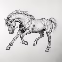 the running horse drawing is very simple
