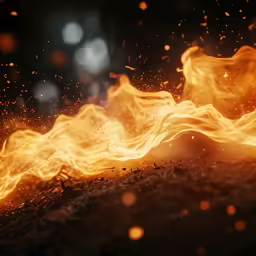 a lot of fire coming out of some rocks