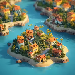 a small island that looks like a village
