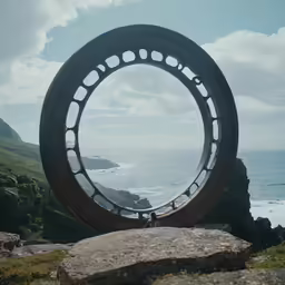 an artistic sculpture in the middle of a field