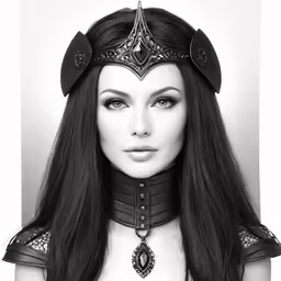 an art nouveau woman wearing a leather choker