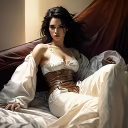 an image of a beautiful woman laying in bed