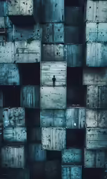 the wall is made up of wooden boxes