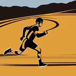 a man runs through an athletic landscape