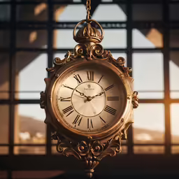 a clock hanging off the side of a building