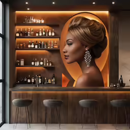 a photo of a woman with her hair in a bun