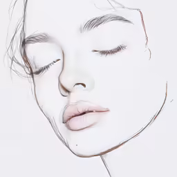 a drawing of a woman with her eyes closed