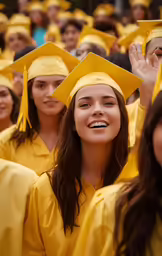 the graduates in graduation gowns smile for the camera