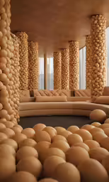 the sculpture room at this indoor spa is made out of natural stone
