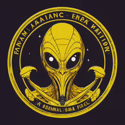 the front of an alien, wearing a yellow helmet,the official poster for an alien show