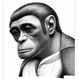 a black and white photo of a monkey face