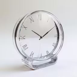 there is a silver clock on display on the table