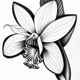 a black and white drawing of a flower,an illustration of flowers on white paper