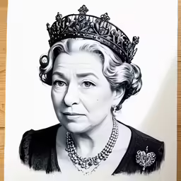 the queen is drawn on paper