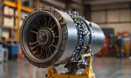 there is an image of a airplane engine in the air