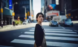 an image of a woman that is crossing the street