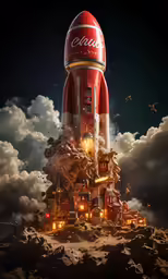 an advertisement for coca cola is shown as a rocket