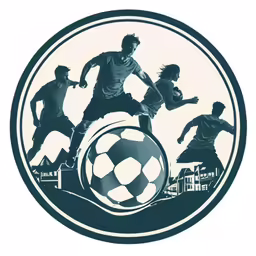 a round picture with a soccer player kicking the ball