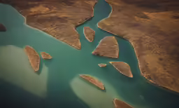 a large body of water with several rocks in it