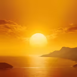 the sun setting over a large body of water