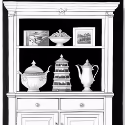 there is a drawing on top of the cupboards