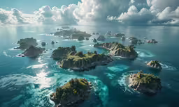 an aerial view of the small islands off the coast of island
