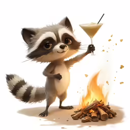 a racoon is cooking over some food