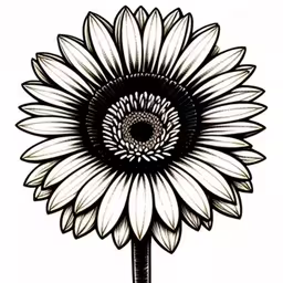 a flower that is very large and beautiful,a black and white drawing of a sunflower