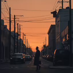 a person that is standing in the middle of the road