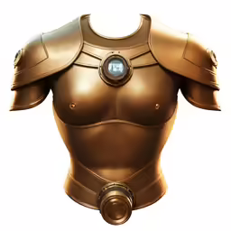 the back of a female body that has some metal armor on
