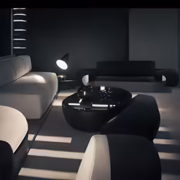 modern black and white living room with sofa
