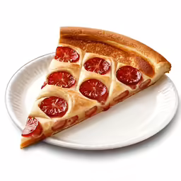 a half of pizza sits on a white plate