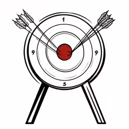 a bullseye in the center of two arrows and an arrow