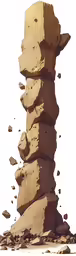 there is a tall pile of rocks with one piece sticking out