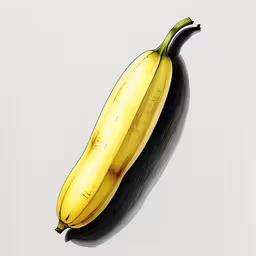 there is a drawing of a banana,a banana hanging from a ceiling with no lighting