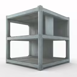 an abstract, four tiered box on a white surface