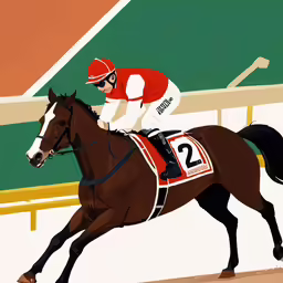a painting of a person racing on a horse