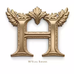 the letter h is made from gold leafed shapes