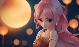 a doll in a red dress and orange hair