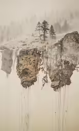 a photo with trees in the fog is pictured