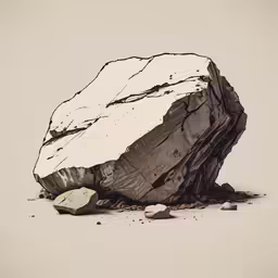 a rock sitting on top of a sandy beach