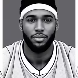 black and white photograph of a man in jersey