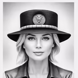a woman with a hat and jacket